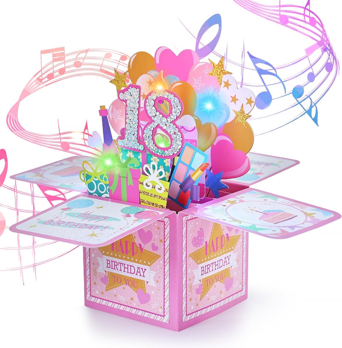 SnelShoppen - 3D Pop Up Verjaardagskaart voor Vrouwen - Geluid, LED Kaarsen, Gelukkige Verjaardag Kaart voor Moeder, Zuster, Vriendin - Perfect cadeau