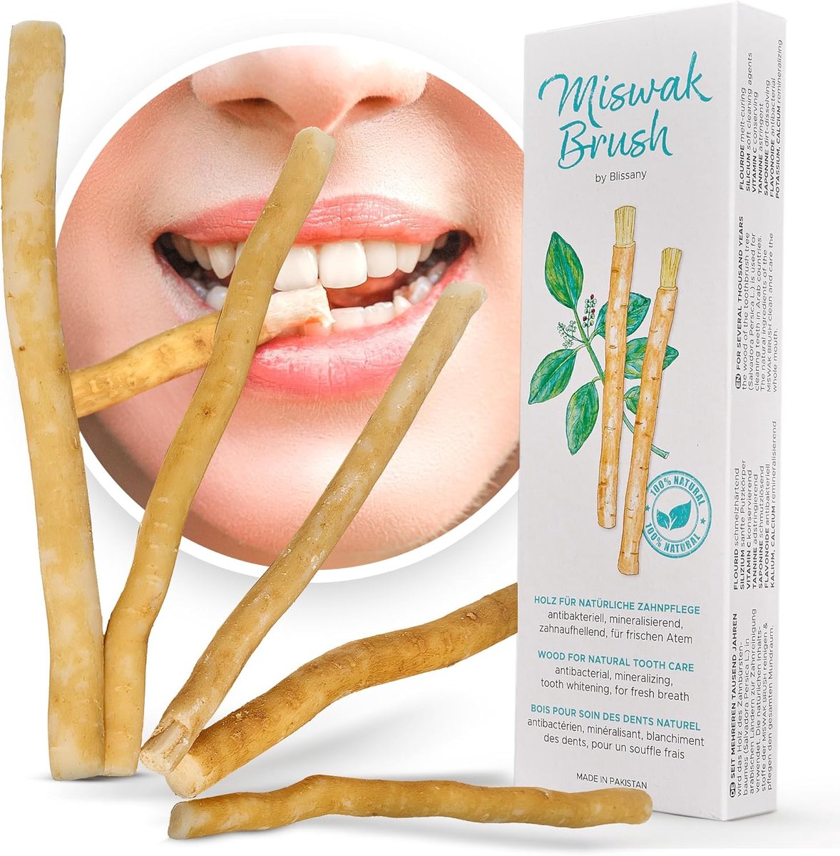 SnelShoppen - Miswak Tandborstel - Traditionele Arabische Tandenborstel, Houten Tandborstel, Voor Natuurlijke Witte Tanden, Set van 5, Duurzaam en Pla