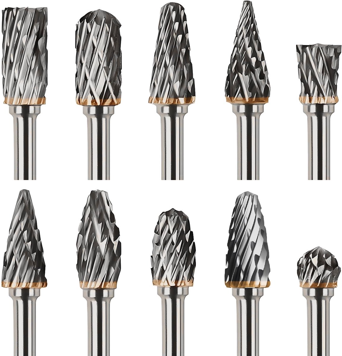 SnelShoppen - Carbide Freesboren met Dubbele Snede 1/8 Inch, 3mm Schacht, 10 Stuks, Snij- en Slijpgereedschap voor Dremel, Metaal Polijsten en Bewerke