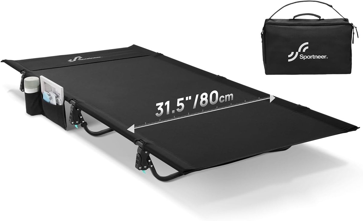 SnelShoppen - Sportneer Veldbed - Opvouwbaar Campingbed - 80 cm Extra Breed XXL Lounger - Lichtgewicht Tot 150 kg - Perfect Voor Camping, Hiken, Backp