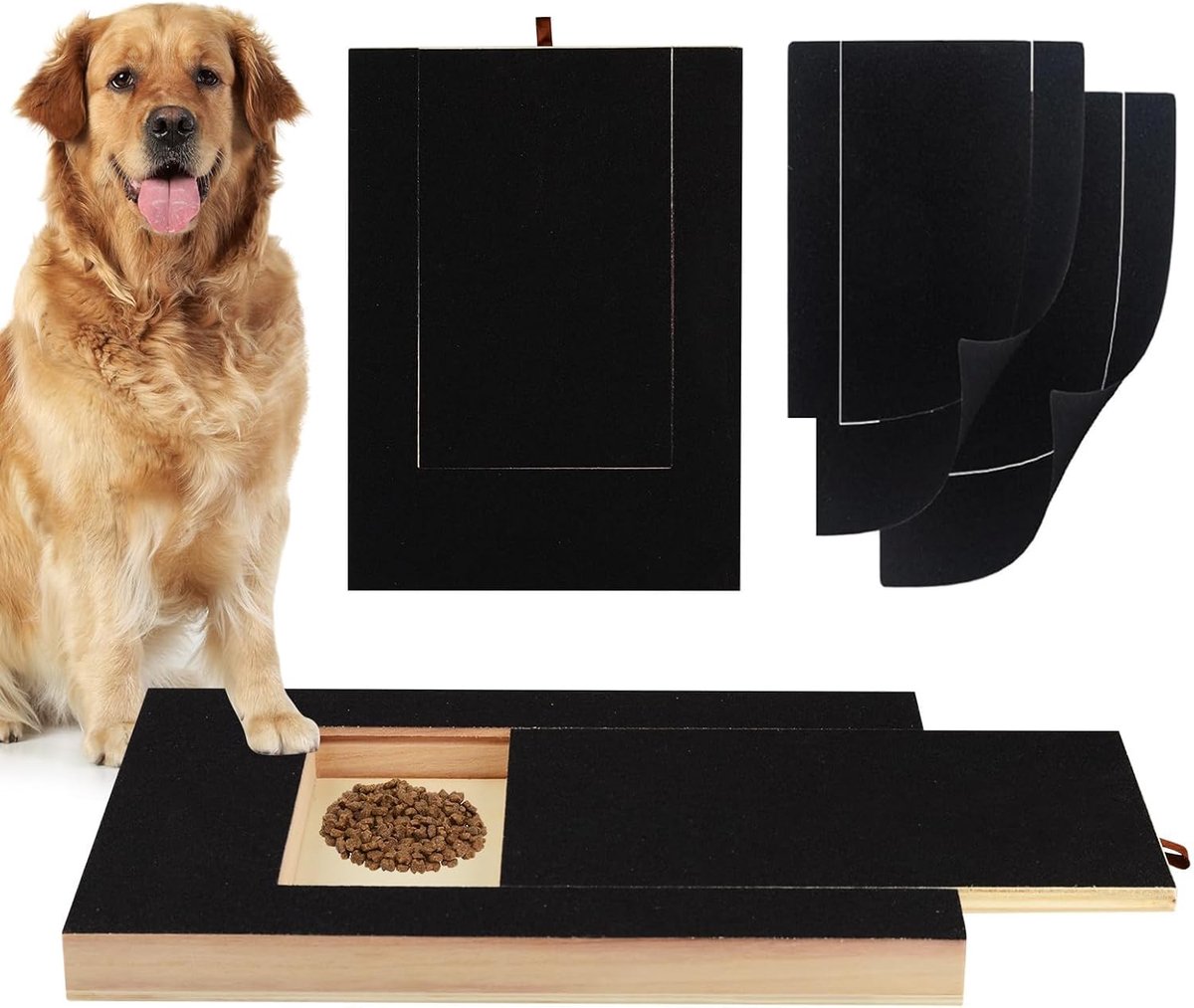 Thijox - Krasplank voor Honden met Traktatiebox 35x25x3cm, Stressvrij Nagelvijlpad voor Huisdieren, Alternatief voor Klauwslijper, Zwart, Inclusief An