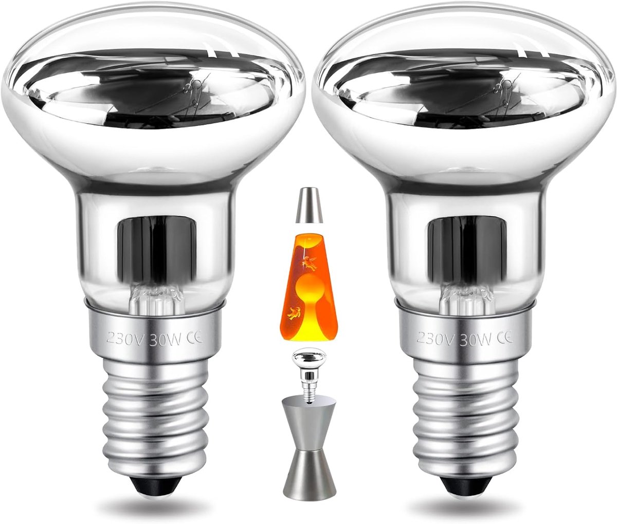 SnelShoppen - SCNNC Reflectorlampen E14 R39 voor Lava Lampen - 2 Stuks - Snelle Verwarming - Helder Spiegelglas - Ideaal voor Feest, Kinderen, Decorat