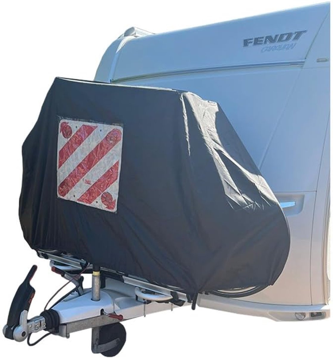 SnelShoppen - Fietsendeksel - Universele Fietscover voor 1 of 2 Fietsen - 300D Polyester - Geschikt voor Camper en Caravan - Zwart met Opbergzak