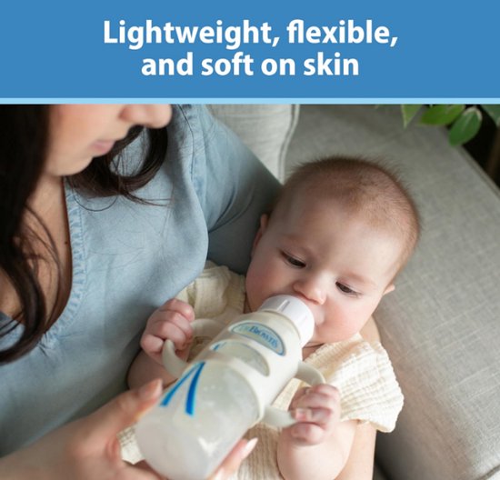 Dr. Brown's Siliconen Flessenhandgrepen voor Smalle Babyflessen (Blauw/Grijs/Groen) - Afneembare Easy Grip Handvatten - BPA-vrij - Overgang naar Drinkbeker van Dr. Brown's — afbeelding 4