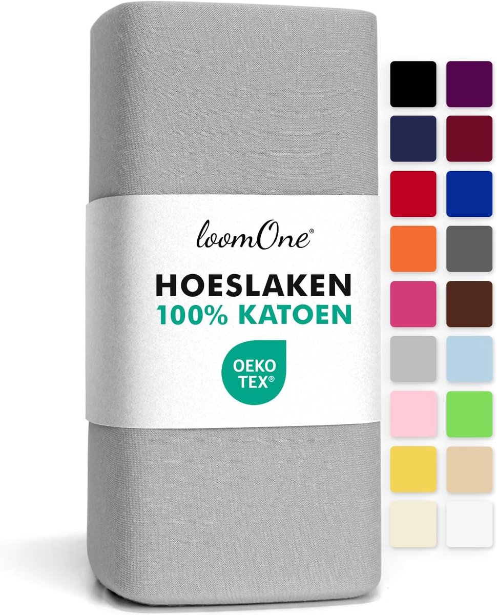 SnelShoppen - Fitted Sheet TOPPER 180x220-200x220 cm - 100% Katoen - Ademend en Zacht - OEKO-TEX Gecertificeerd - Met All-Around Elastische Band - Gri