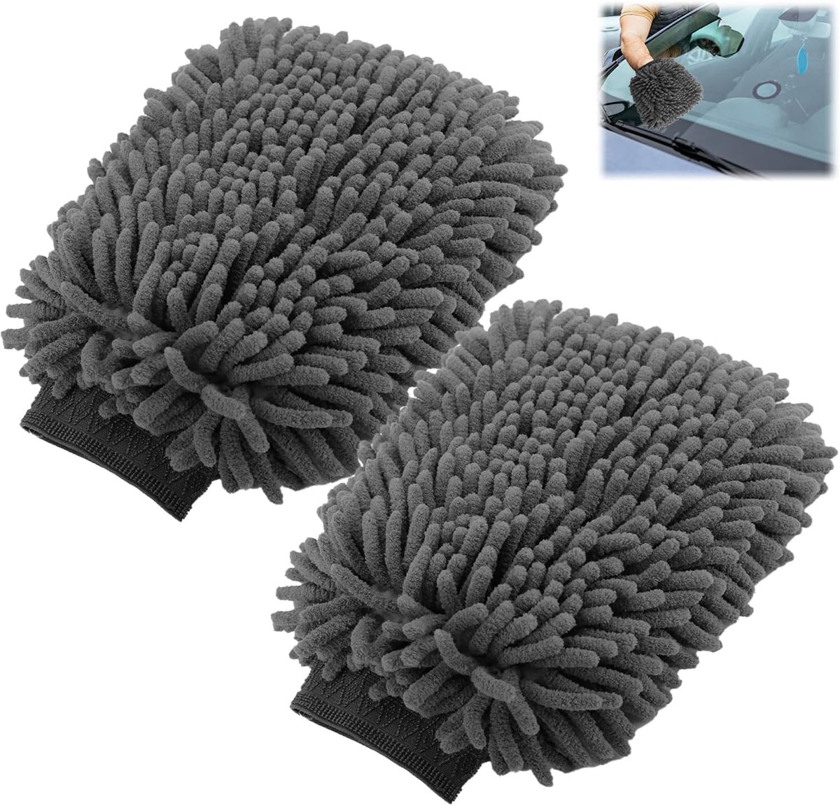 SnelShoppen - Microfiber Auto Was Glove 2-Pack, Dubbelzijdige Super Absorberende en Kr scratch-vrije Schoonmaakset, Microfiber Auto Was Mitts, Veilige