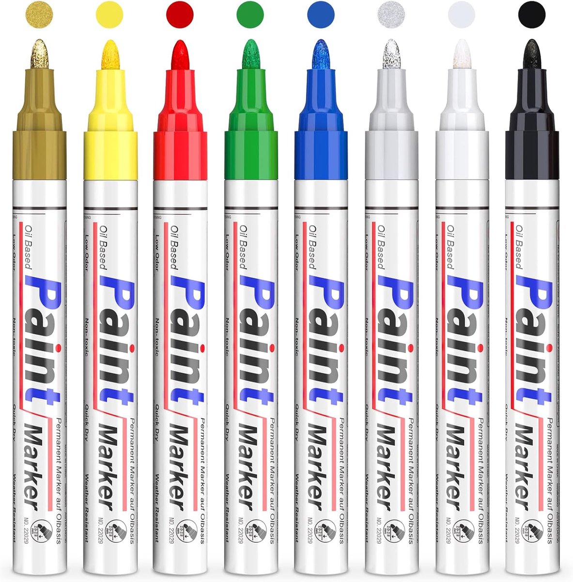 SnelShoppen - Paint Pens Permanent Marker Waterproof Markers - 8 Kleuren Voor Tekeningen Op Steen, Metaal, Plastic, Hout, Keramiek - Creatieve Markers