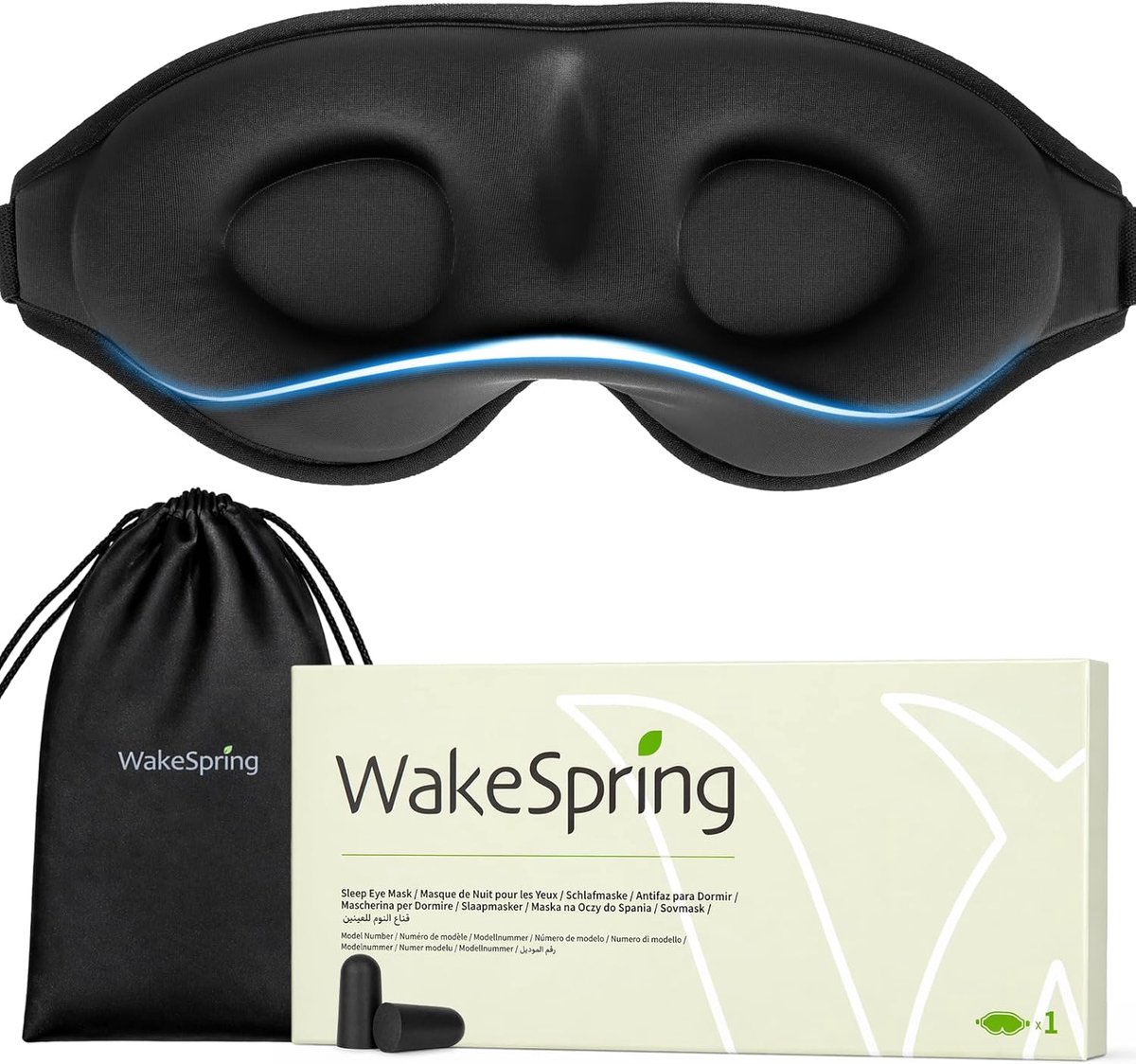 SnelShoppen - 3D Slaapmasker Verduisterend met Diepe Oogcups, Zonder Druk op de Ogen, Verstelbare Band, Zachte Ademend Stof, Inclusief Reisetui en Oor