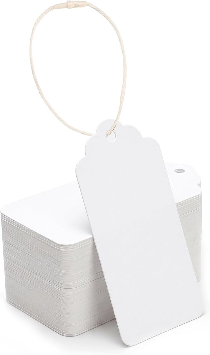 SnelShoppen - 200 Stuks Witte Cadeaulabels 10x5cm Kraftpapier Etiketten voor Personaliseerbare Cadeaus, Handgemaakte Artikelen, Feestdecoratie en Meer