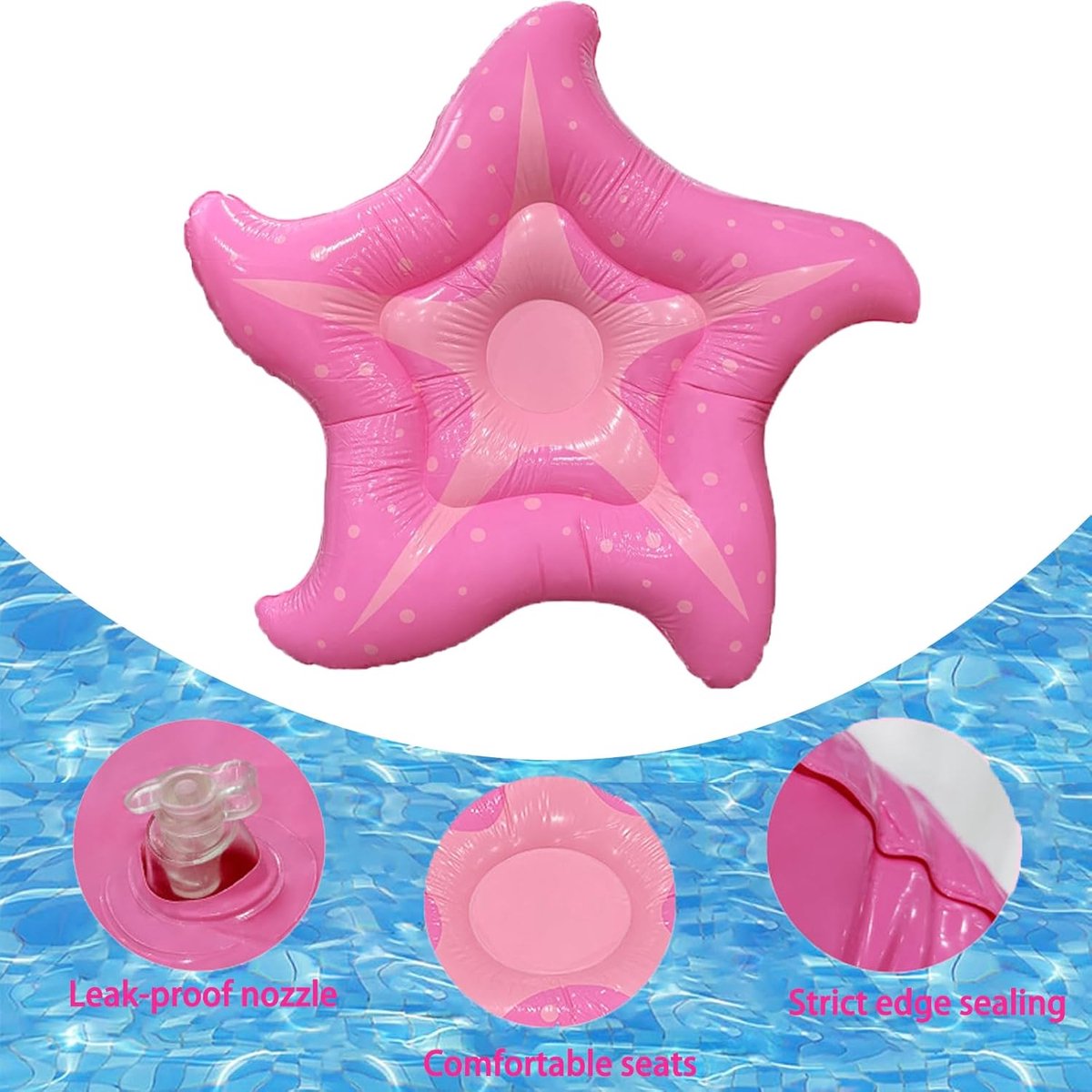 SnelShoppen - Air Mattress Starfish 150cm - Inflatable Hammock Pool Toy voor Volwassenen - Robuust PVC - Water Lounger voor Zwemmen en Relaxen - Perfe