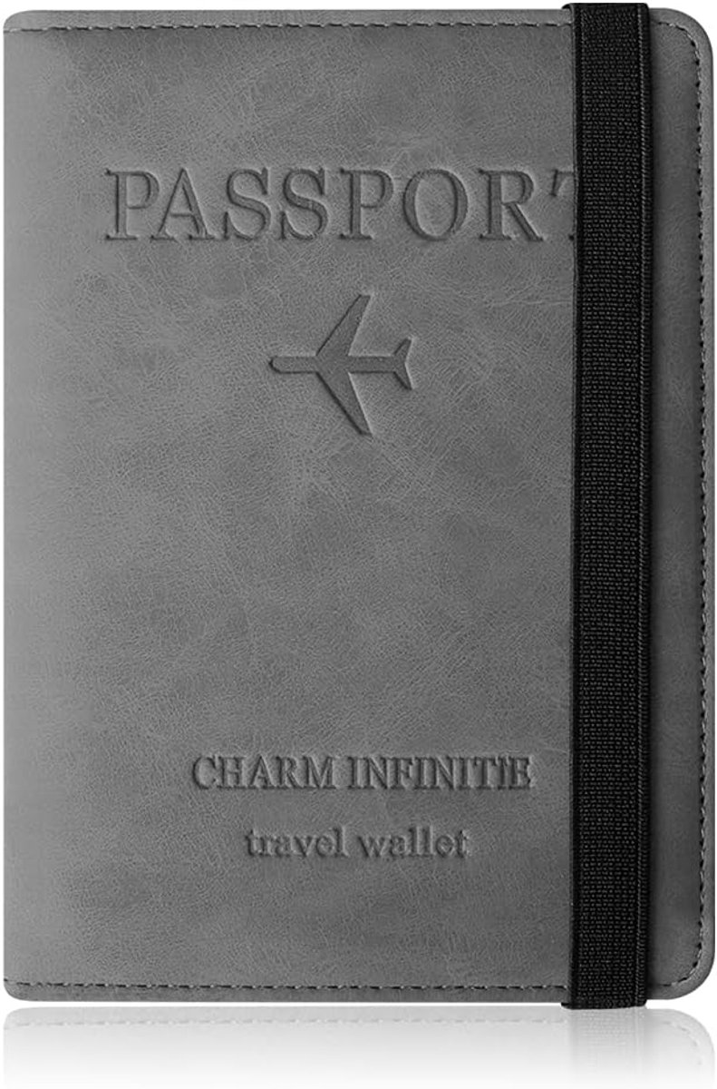 SnelShoppen - Passport Cover Beschermcase RFID Blocking - Vaccinatiebewijs, Creditcards, ID Kaarten, Reisdocumenten - Grijs, Klein, Compact, Lichtgewi