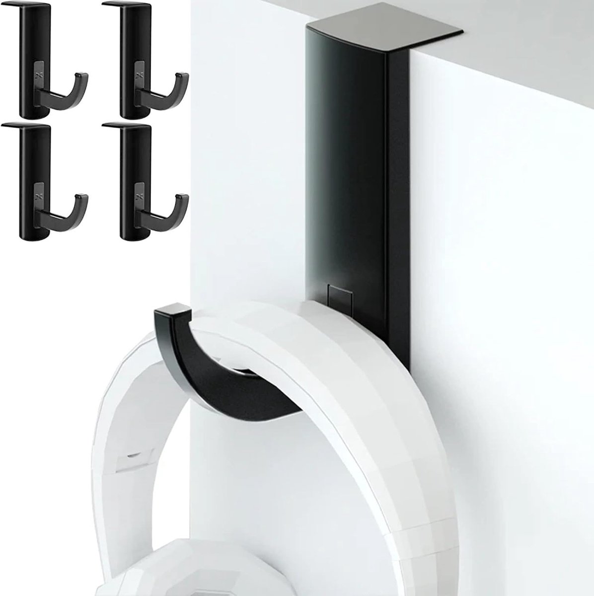 Thijox - Hoofdtelefoonstandaard 4 Stuks, Gaming Headset Houder, Hoofdtelefoonhouder voor Onder en Boven Tafel, Opberghaak voor Hoofdtelefoon, Ruimtebe