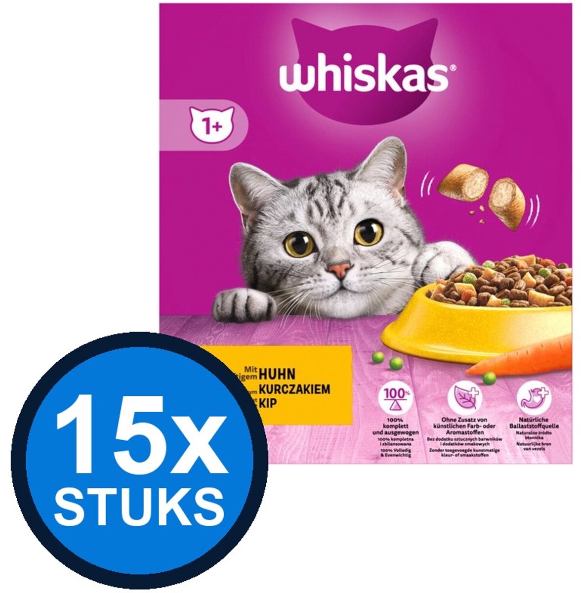 Whiskas Whiskas - 1+ droog adult kip 800gr - Kattenvoer - 800 g