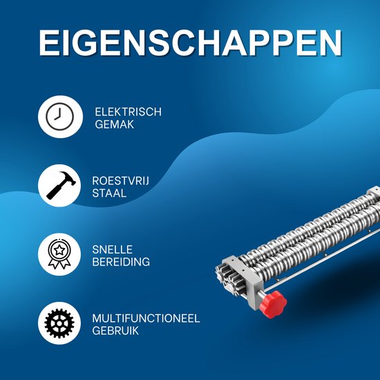 Noodle Cutter - Roestvrij staal, 2-6MM-RSS-220 - voor Thuis en Professioneel Gebruik van Happiq — afbeelding 5