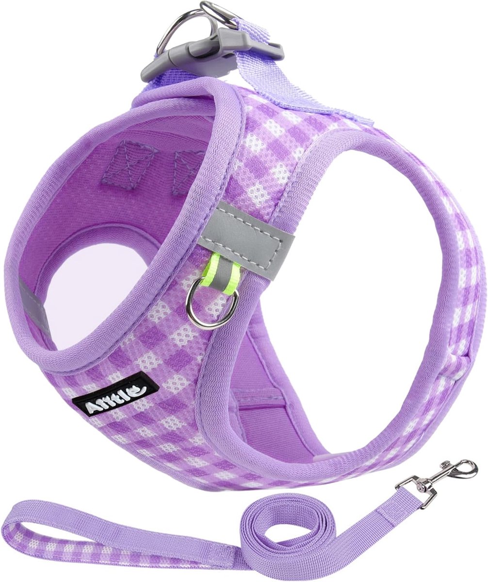 SnelShoppen - Ademend Mesh Hondentuig No Pull Vest Harness met Reflecterende Bandjes, Verstelbaar Buitentuig voor Kleine en Middelgrote Honden, Paars,