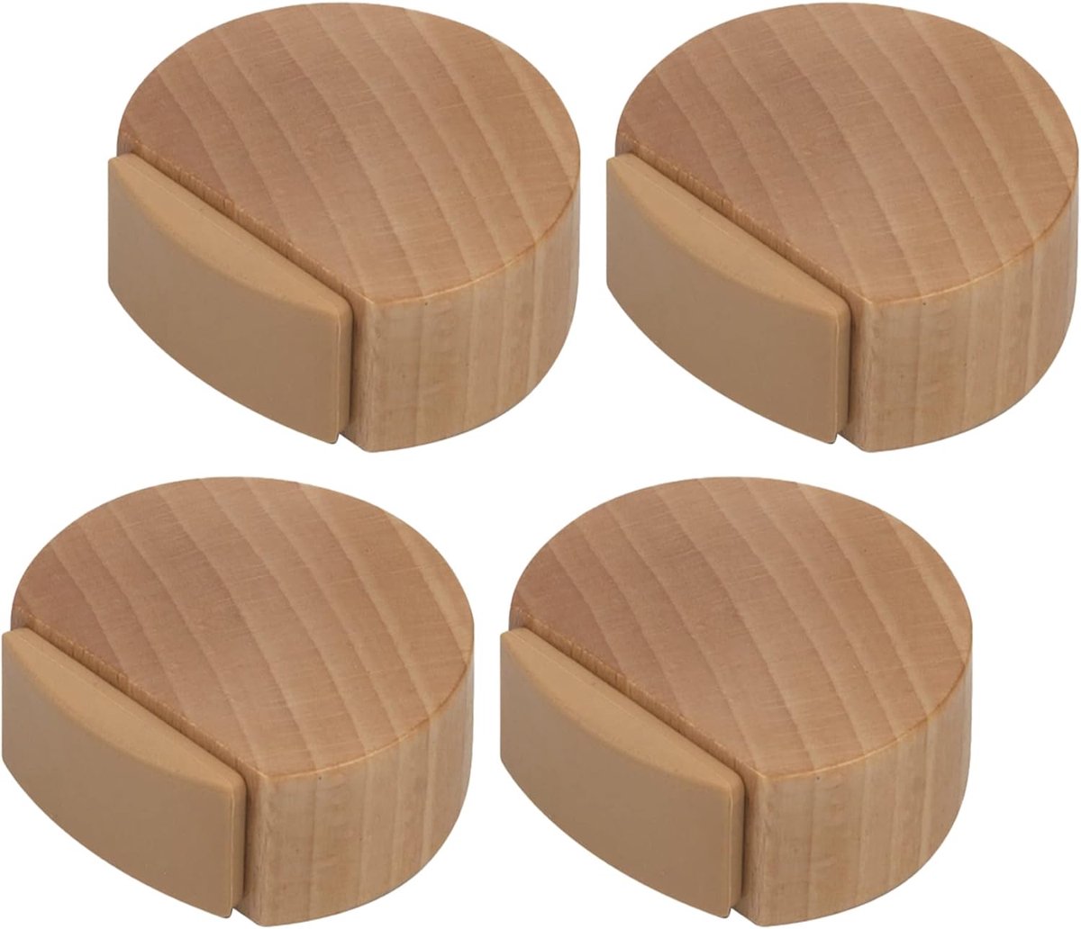 SnelShoppen - 4x Deurstopper voor Vloer, Zelfklevend, Hout, Ideaal voor Parket (Beuken, Natuur), Discreet en Elegant voor Thuisgebruik