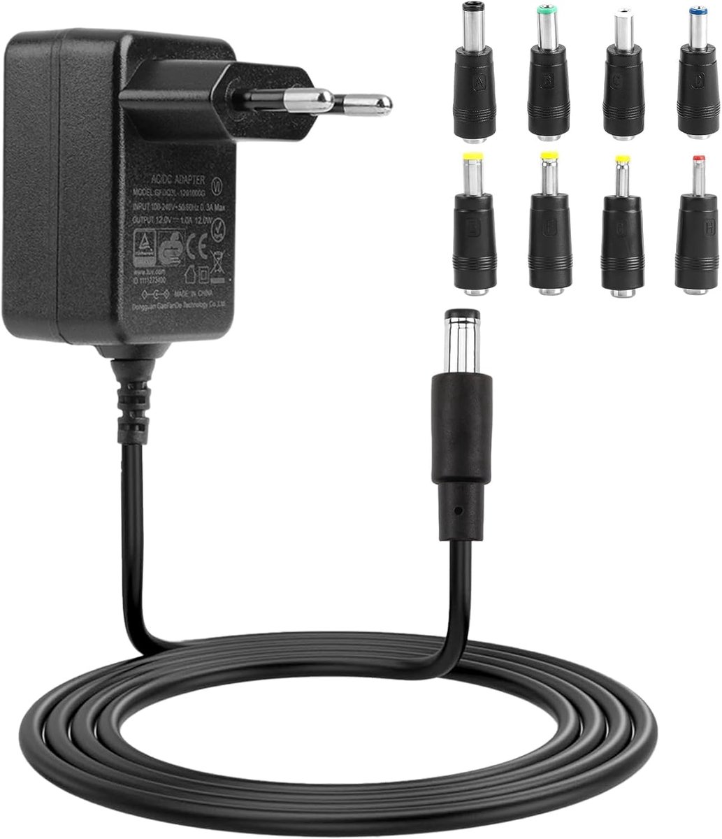 SnelShoppen - Universele 12V 1A Elektrische Auto Oplader voor Kinderen, SUV, ATV, Motorfietsen en Speelgoed met 8 Converters en Kortsluitbeveiliging