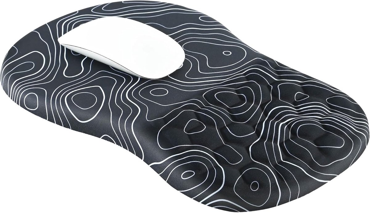 SnelShoppen - Ergonomische Muismat met Polsondersteuning en Massage Ontwerp, Gaming Muismat, Lycra Oppervlak, Anti-slip PU Basis, 31x21cm, Desk Access