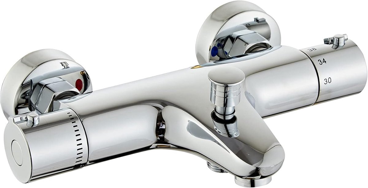 SnelShoppen - Thermostatische Douchekraan - Thermostaat Mengkraan Douche - Douche Faucet met Temperatuurregeling - Messing, 38°C Anti-kalk Technologie