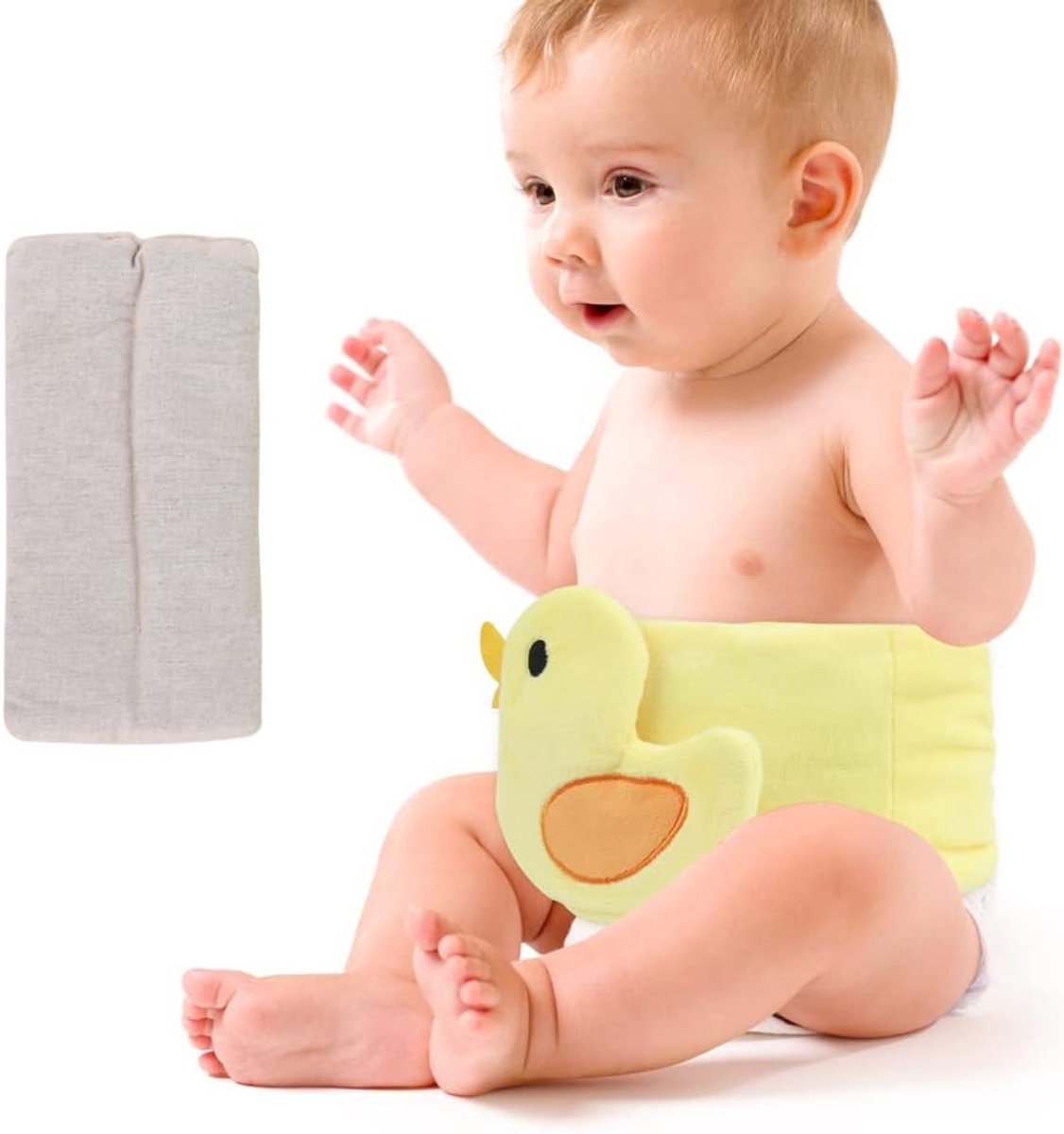 SnelShoppen - Baby Warming Belt Flaxseed Warmtekussen voor Buikpijn, Kramp, Winderigheid, Coliek – Gele Eend - Zacht, Comfortabel en Veilig voor Baby'