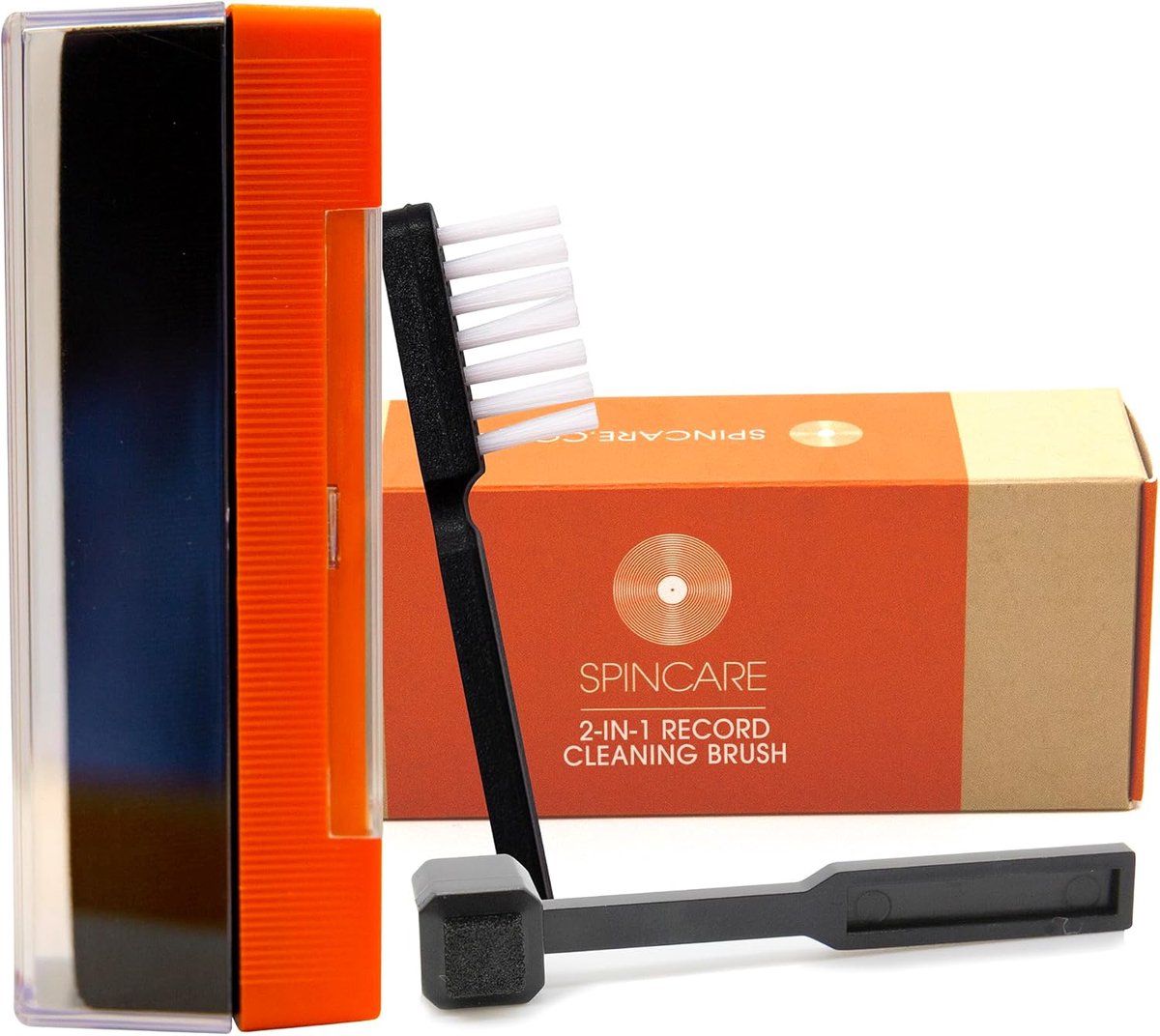 SnelShoppen - Vinyl Cleaning Brush & Needle Cleaner | 2-in-1 LP Care Kit met Soft Velvet en Carbon Fiber | Antistatische Borstel Set met Stofkap | Com