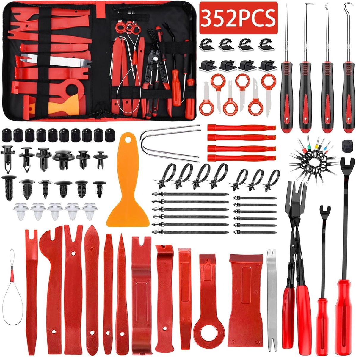 SnelShoppen - 352-delige Auto Demontage Gereedschapset, Trim Verwijder Tool Kit, Hoogwaardige Plastic Auto Interieur Tools met Bevestigingsclips, Dash