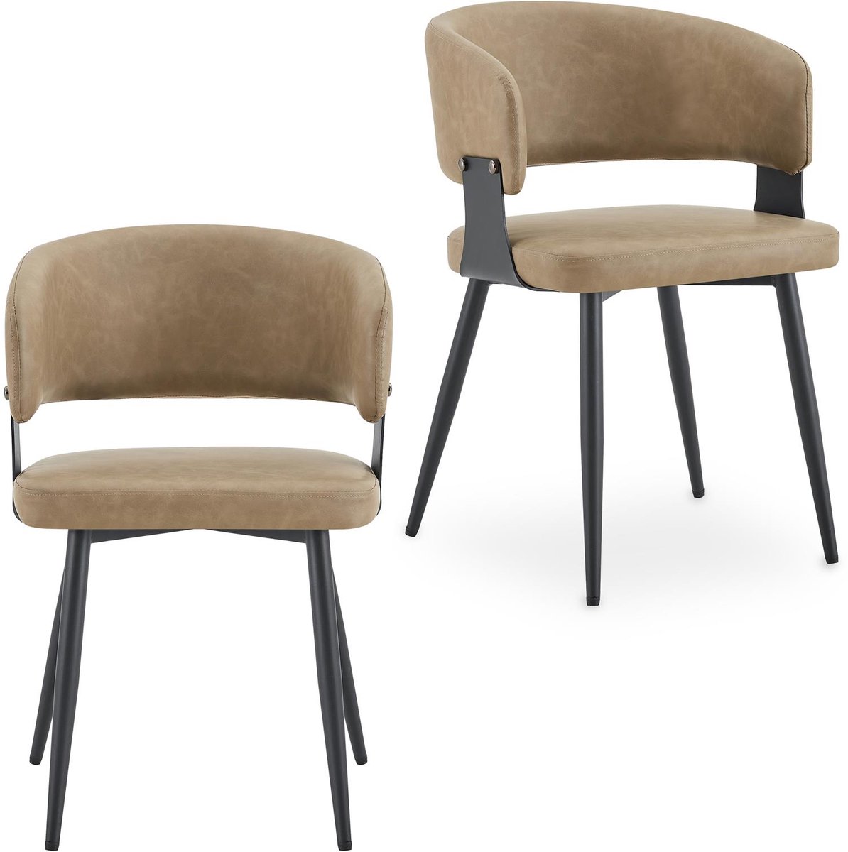 Eetkamerstoelen PAVIA in een set van 2 – Cappuccino