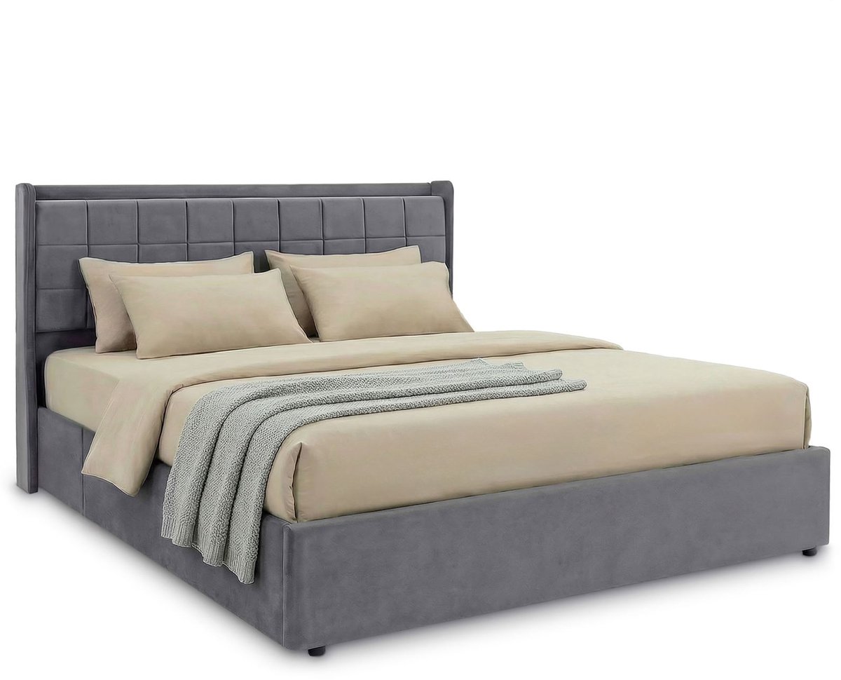 Gestoffeerd bed YARO 160 x 200 cm met opbergruimte – donkergrijs