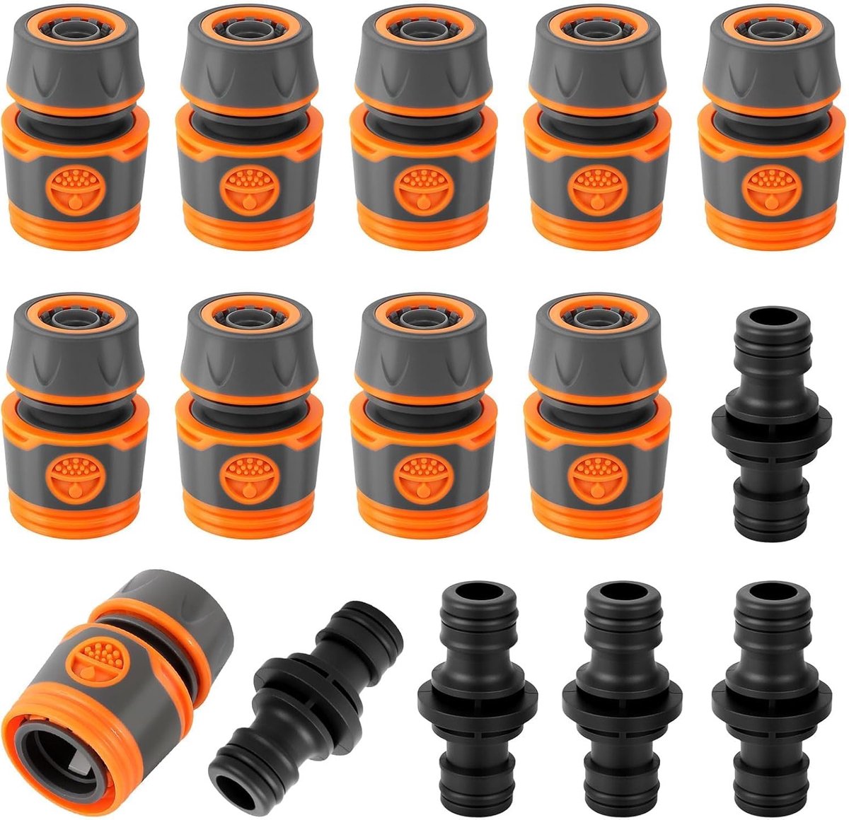 SnelShoppen - Tuinslang Koppeling Set - 15 Stuks - 1/2 Inch 13 mm Dubbele Stekker Tuinslang Verlengstuk en Koppeling voor Tuinirrigatie