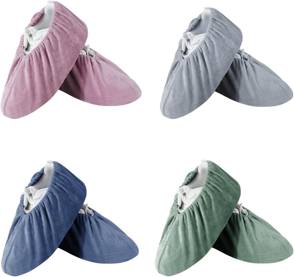 SnelShoppen - 4 stuks antislip overschoenen, herbruikbaar flanel, beschermende schoenen voor thuis, kantoor, bibliotheek, studie, maat 22-32