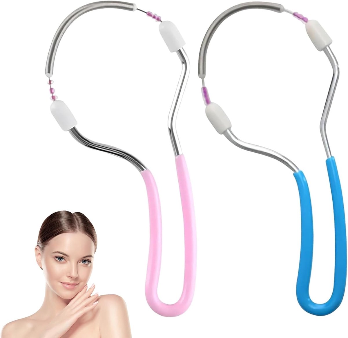 SnelShoppen - Manual Facial Epilator 2 Stuks - Roestvrijstalen Gezichts Epilator voor Vrouwen - Voor Voorhoofd, Wangen, Bovenlip - Handmatig Gebruik -