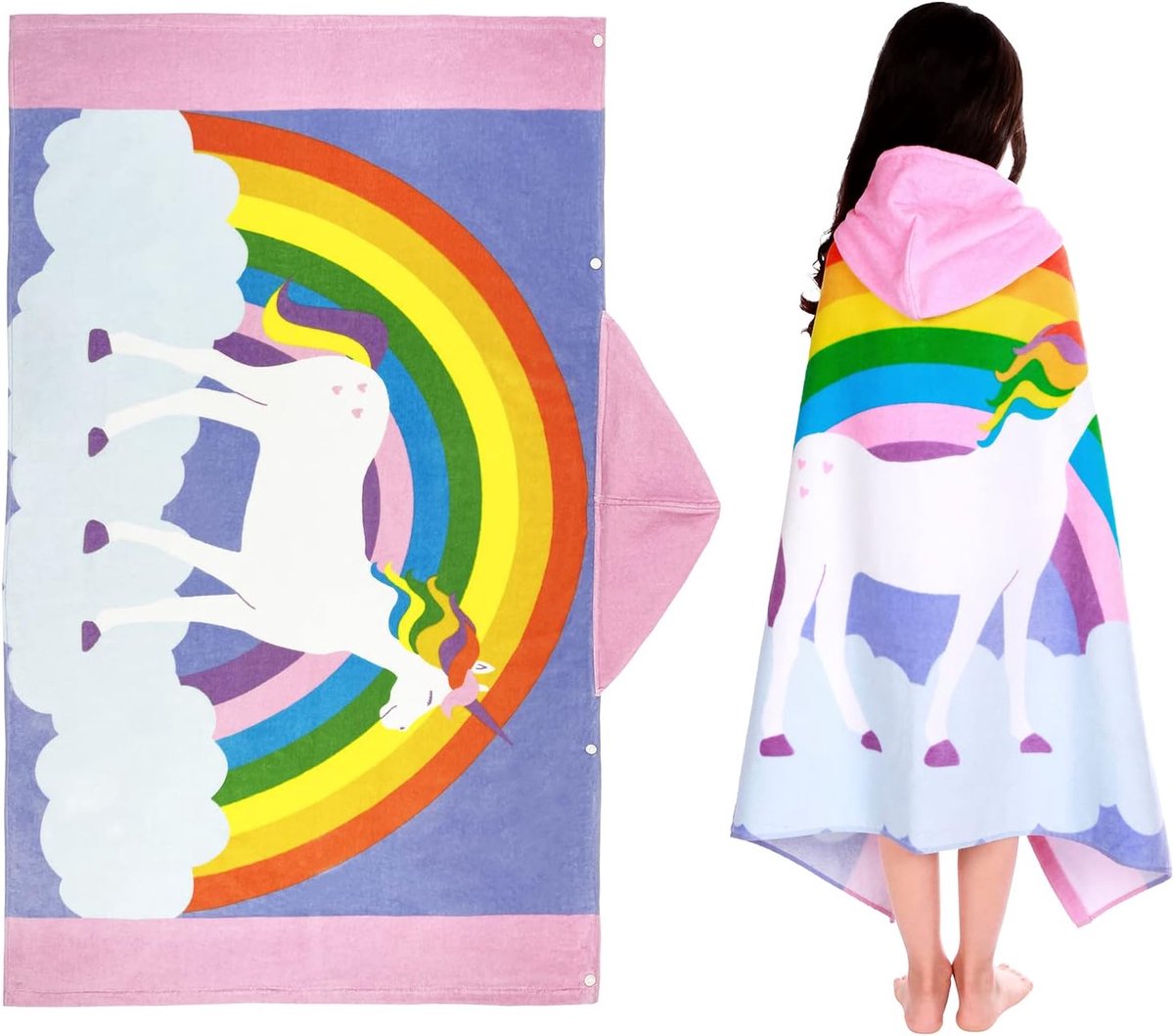 SnelShoppen - FLYISH DIRECT Bad Poncho Kinderen 100% Katoen Kinderdoek Poncho met Kap Stranddoeken voor Jongens en Meisjes, 50 x 30 Inch