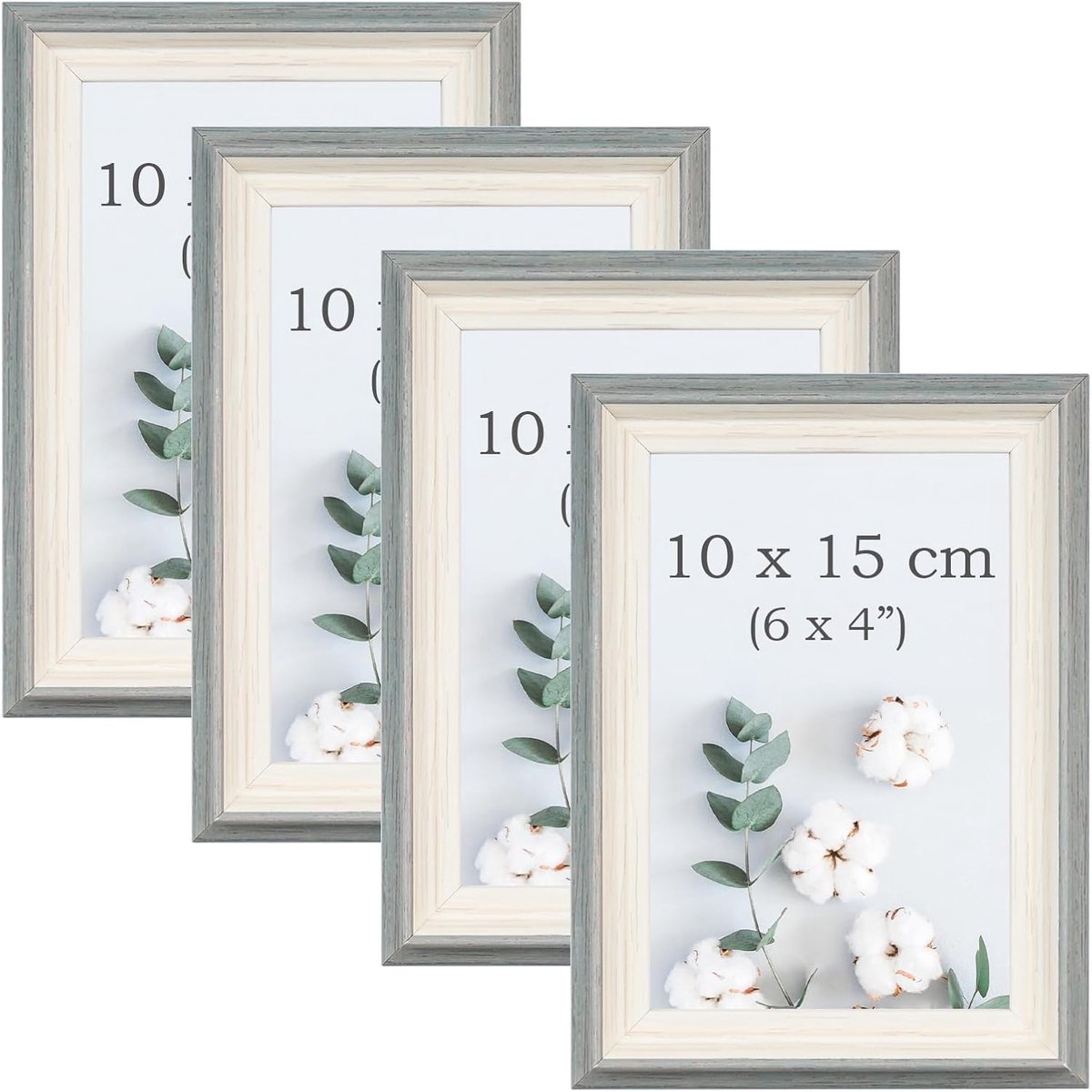 Fotolijsten Set - Foto Display - Herinneringen Tonen - Lichtgewicht PS Materiaal - 4 Stuks 10x15cm - Saliegroen