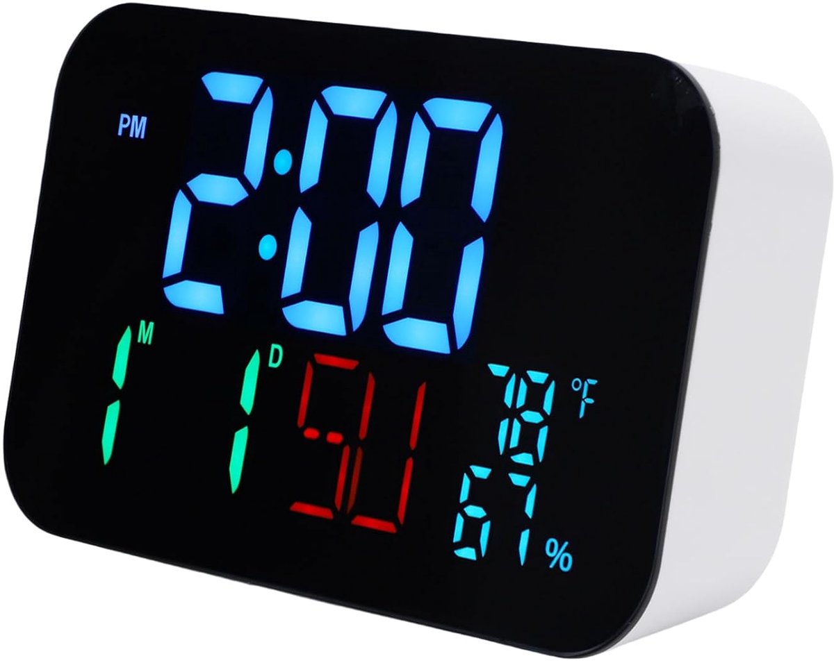 SnelShoppen - WiFi Slimme Weerstation met Binnen Thermometer Hygrometer, Alarmklok, Datumscherm, Tuya Smart App, Dimbare Grote Display - Perfect voor