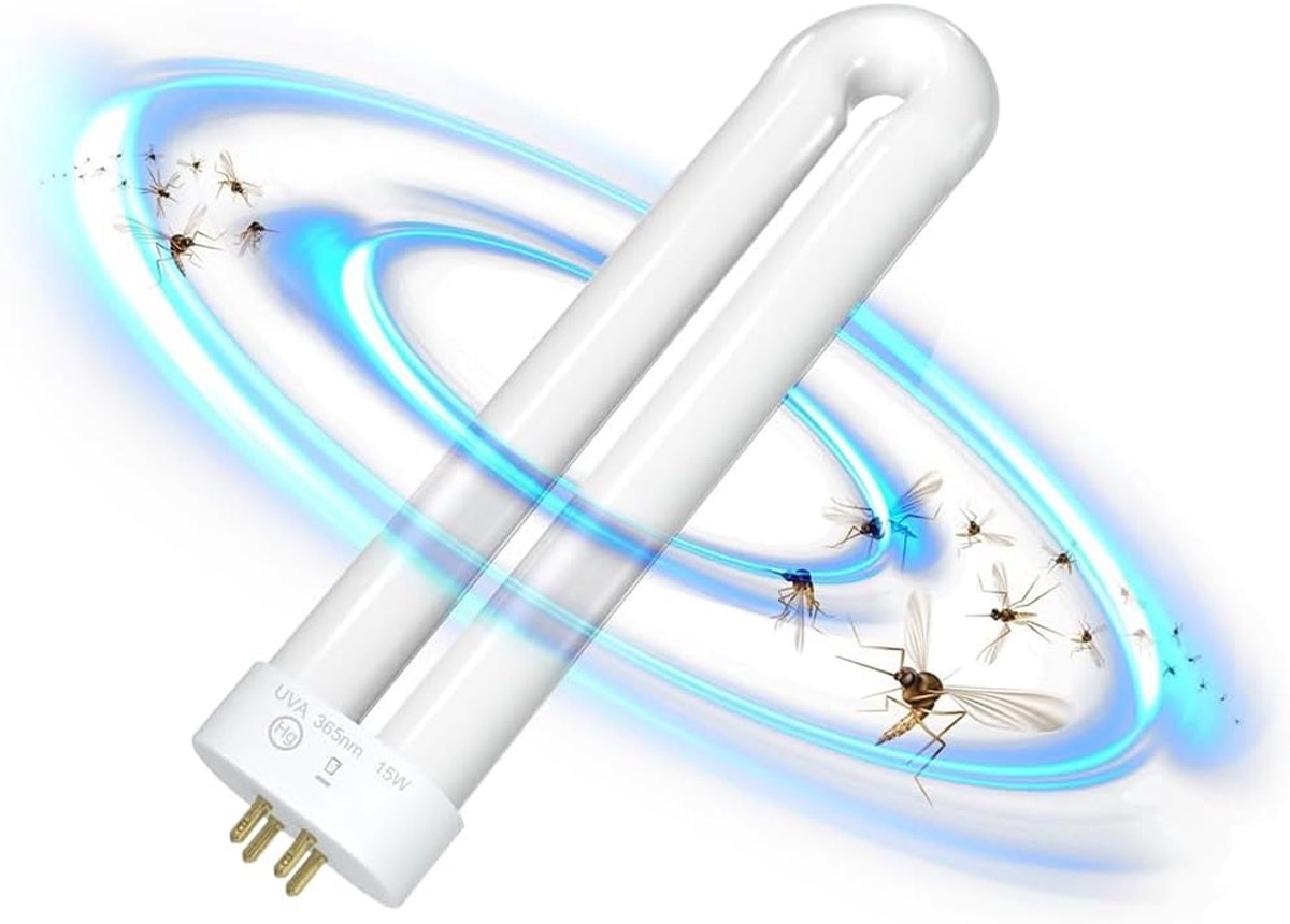 SnelShoppen - 15W UV Vervanglamp voor Insectenbestrijding, 4 Pin U-Vormige Dubbele Tube Lampen voor Vliegen, Muggen, Moths, Ideaal voor Tuin, Camping,