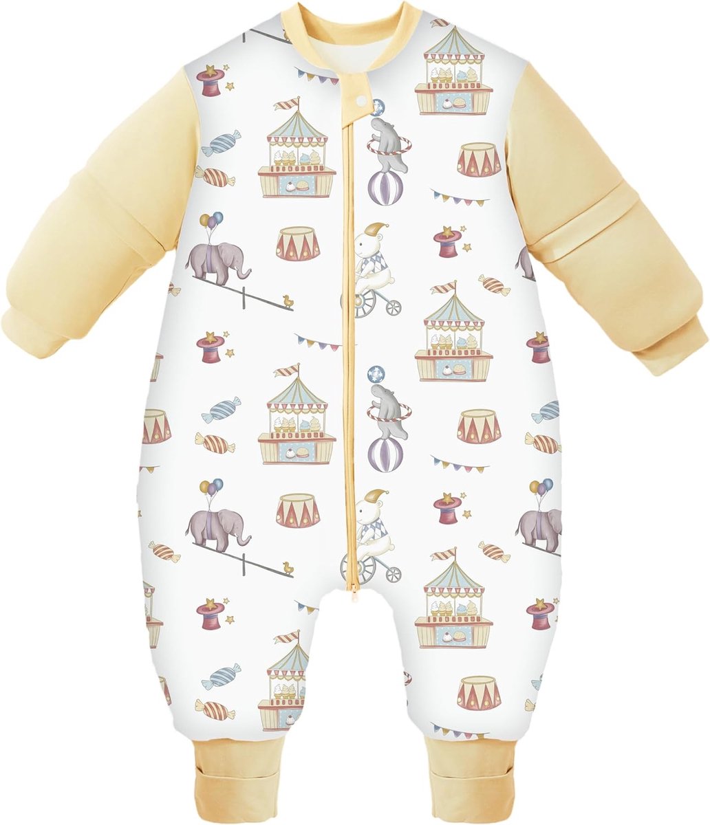 SnelShoppen - Baby Winter Slaapzak met Voetjes en Verwijderbare Lange Mouwen, 3.5 Tog, Natuurlijk Bamboe en Katoen, Geschikt voor Kinderen van 80-90 c