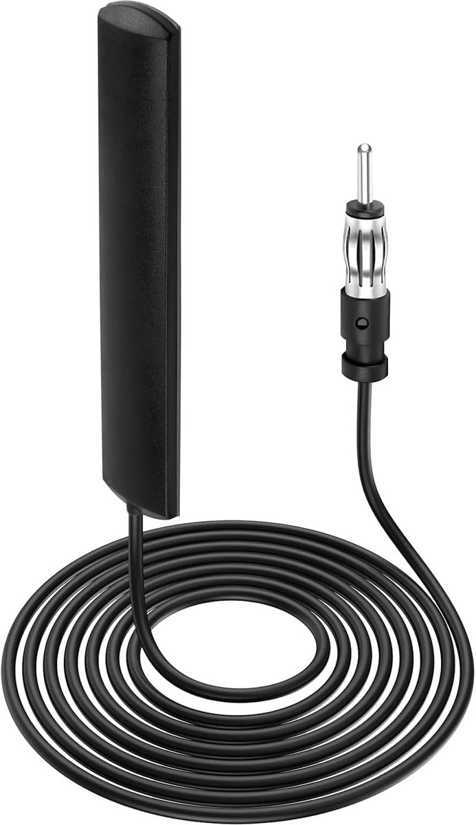 SnelShoppen - DAB Antenne Auto met DIN Plug - Raadio Antenne voor Auto en Vrachtwagen - 5 m Verlengkabel - Zelfklevende Radio Antenne voor DAB Ontvang