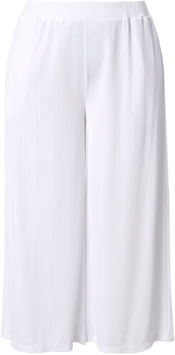 Ulla Popken - Dames - Culotte structuur kuitlengte rechte pijpen - Sneeuwwit - Maat 54+