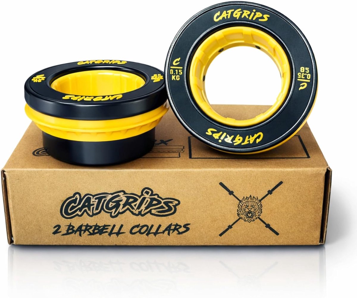 Thijox - CatGrips Halterschijvenklemmen 50 mm, Snelsluitingen voor Lange Halter, Antislip Gewichtsklemmen voor Crossfit, Krachttraining en Gewichtheff