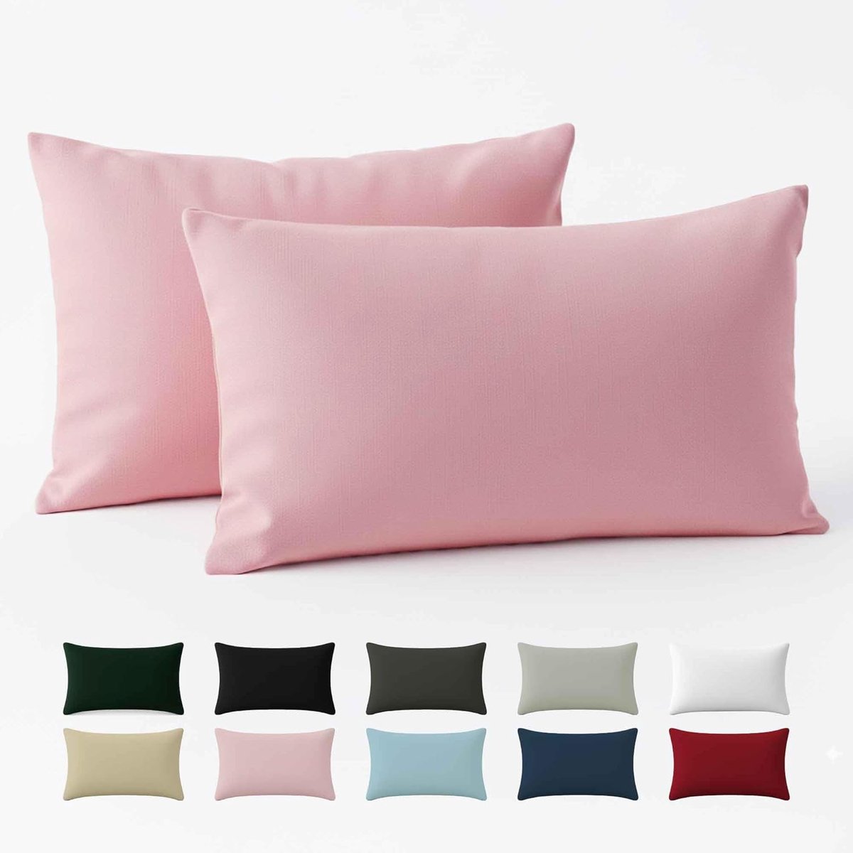 SnelShoppen - Set van 2 Kussenhoezen 40x70 cm - Roze - Versterkt Katoen - Ademend en Comfortabel - Perfect voor Woonkamer, Slaapkamer en Tuin