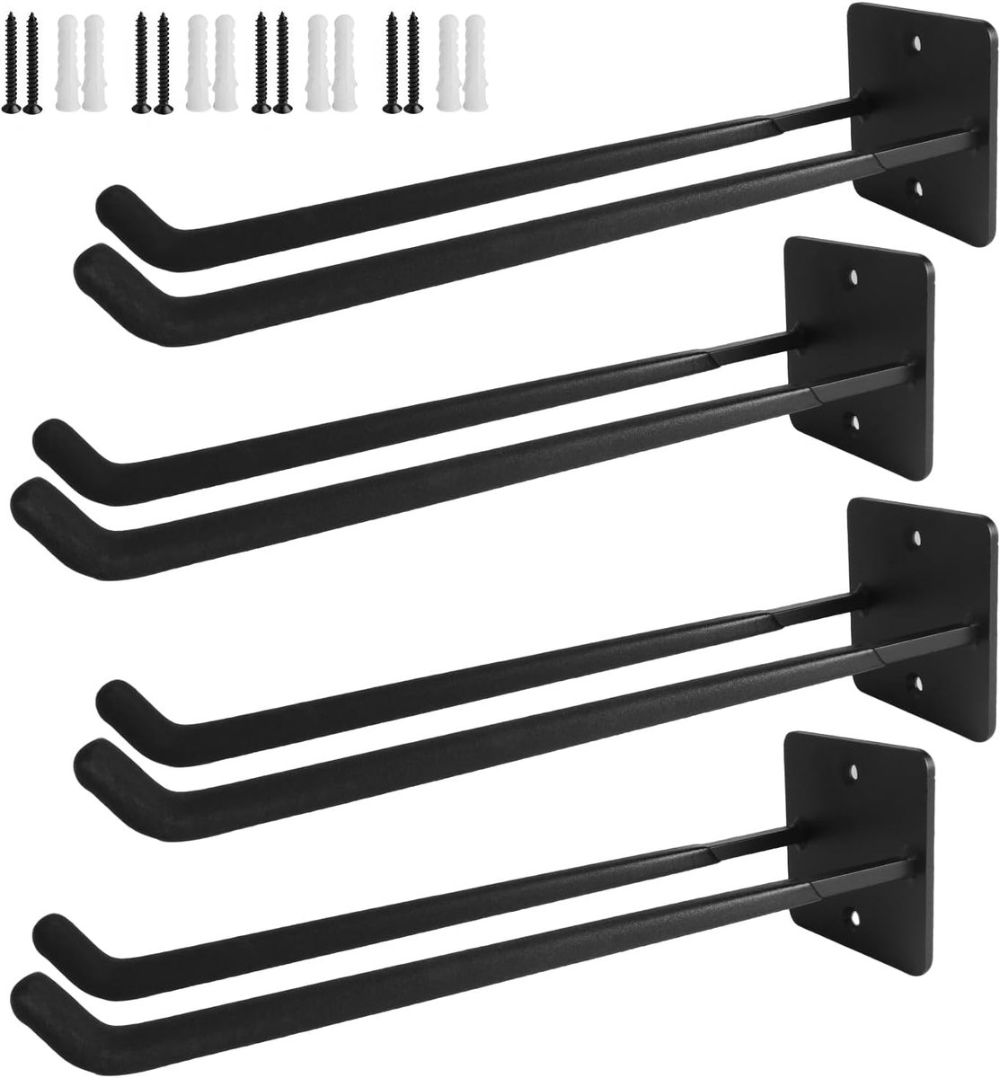 SnelShoppen - Garage Hooks 4 Pack 31.5 cm - Wandbevestigde Heavy Duty Opberg haken voor Tuin, Gereedschap, Stoelen en Banden - Max. 80 kg Laadvermogen