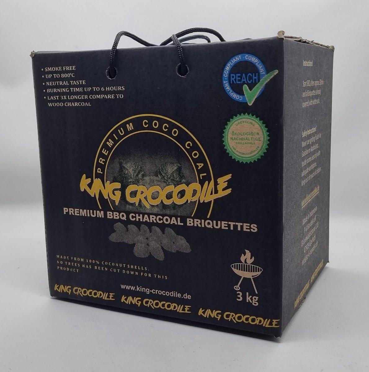 SnelShoppen - Kokosnoot Houtskool met Lange Brandduur, Eivormige Houtskool, Grill Houtskool, Laag As, Laag Rook, Duurzaam Natuurlijke Houtskool, Profe