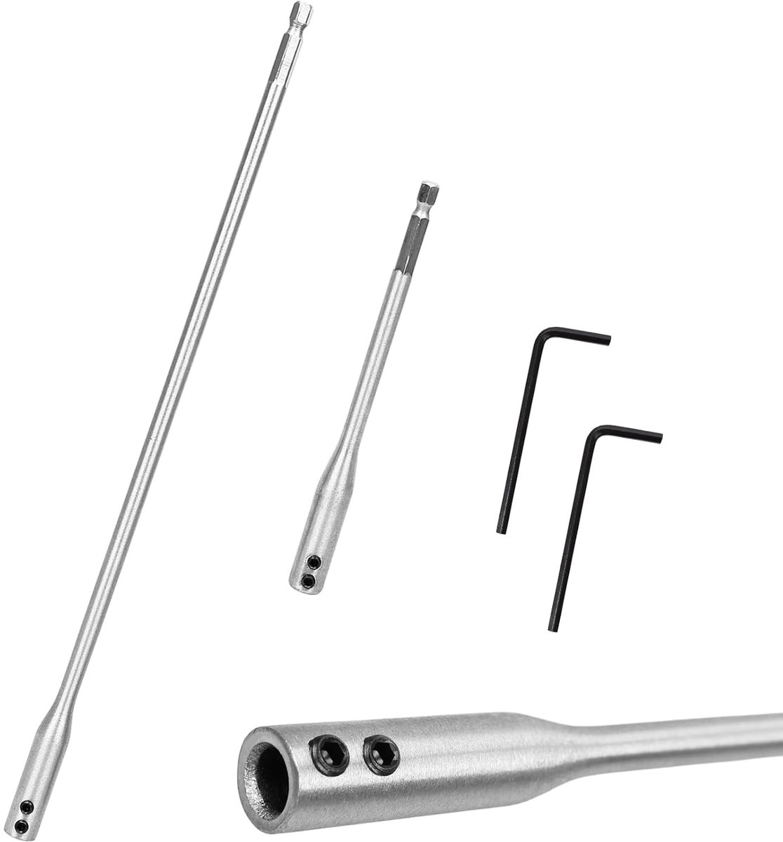 SnelShoppen - 2 Drill Extensions, Extra Lange Boorverlenging, 1/4 Inch Schacht, Boorverlengingset van Koolstofstaal voor Hout, Diepe Gaten, Meubelmont