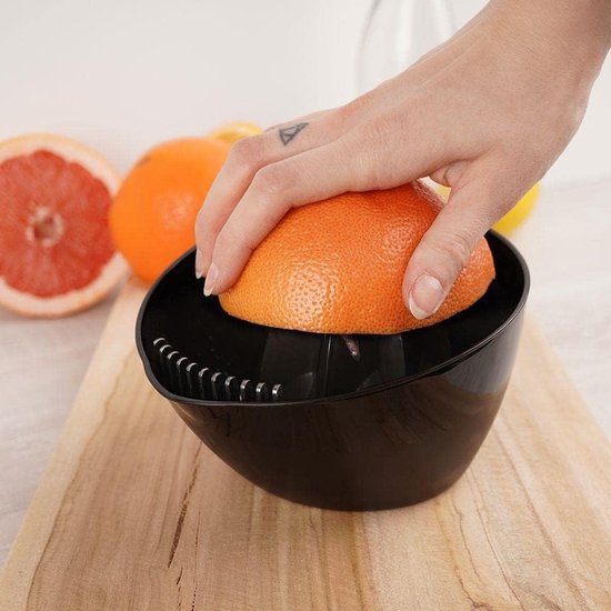 SnelShoppen - Handmatige Citruspers voor Grote Vruchten - Grapefruits, Sinaasappels, Zwarte Pers met Gootsteen en Zeef - Keukenaccessoire voor Vers Sa van Snelshoppen — afbeelding 4