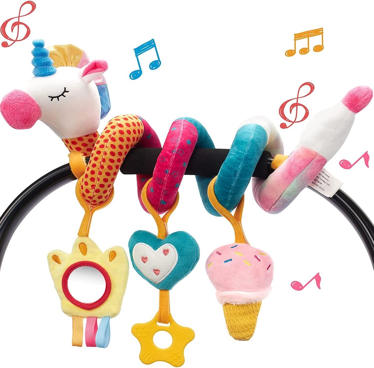 SnelShoppen - Unicorn Spiral Speelgoed voor Baby, Stroller, Autostoeltje, Wieg - 0-6 Maanden - Veilig en Zacht, BPA-vrij, Multifunctioneel, Perfect al