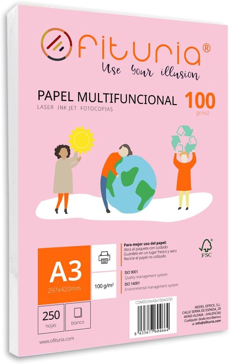 SnelShoppen - A3 Papier 100 g, 250 Vel Wit, Multifunctioneel Papier voor School en Werk, Geschikt voor Laser- en Inkjetprinters