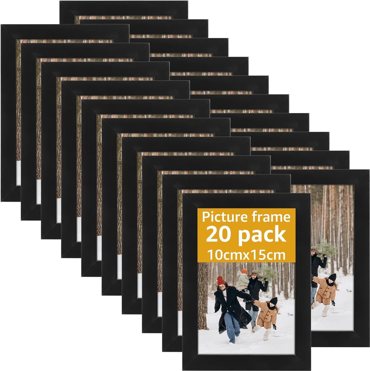 SnelShoppen - 20 Stuks Foto Lijsten 10 x 15 cm Zwart voor Muur en Tafel, Perfect voor Thuis en Kantoor, Lichtgewicht Fotolijsten voor Collages en Deco