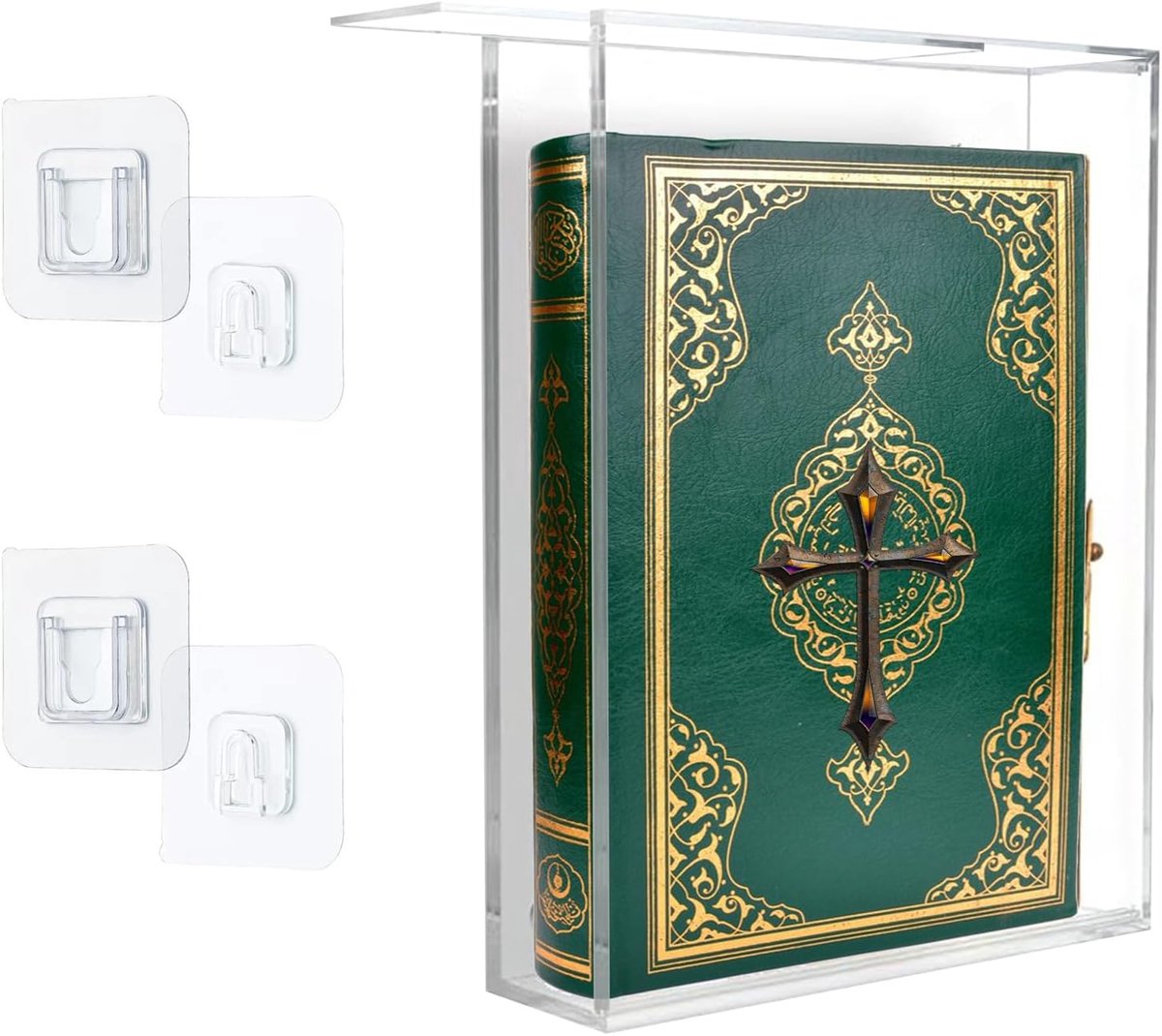 SnelShoppen - Book Protector voor Bijbel - Transparante Acrylaat Boekdisplay - Wandmontage - 26.2x18x5cm - Ideaal voor Bijbels, Gebeden en Herinnering