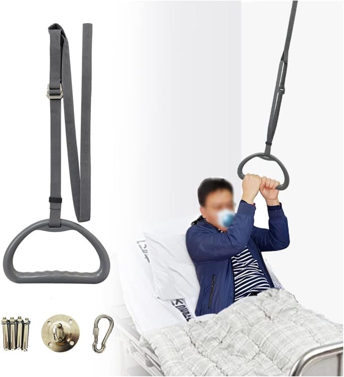 SnelShoppen - Bed Trapeze voor Ouderen - Bedsteun voor Mobiliteit en Overdracht - Plafond Bevestigde Grip Bar - Ondersteuningsladder voor Thuiszorgbed