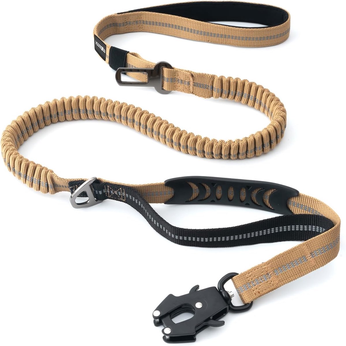 SnelShoppen - Heavy Duty Tactical Hondenriem met Snelle Ontgrendel Karabijnhaak en Hoogreflecterende Draad, 1.22-1.83m Power Stretch Hondenlijn voor M